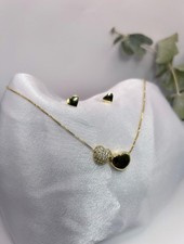 Stainless Steel Heart Jewelry Set, Gold for Women, Necklace Earrings Gift