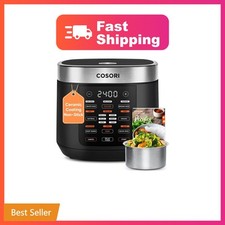 Cosori Rice Cooker 10 Cup, Fuzzy Logic, Ceramic Coating Inner Pot,18-in-1 | S...