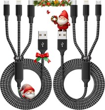 IDISON Multi Charging Cable 2Pack 4FT , 3 in 1 USB 2Pack 4FT, Black Grey
