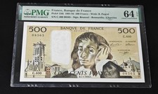 1991-93 France Banque de France 500 Francs Pick# 156i PMG 64 EPQ Choice UNC