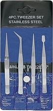 Excel 4 piece Tweezer Set with Pouch - Hobby and Plastic Model Hand Tool