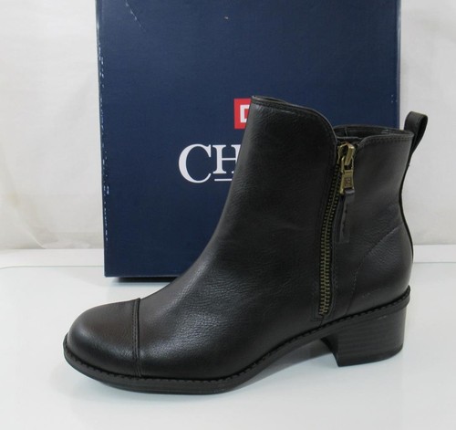 Women's Shoes Chaps PAGE Ankle Boots Booties Double Zip Round Toe Black Size 6 - Picture 2 of 6