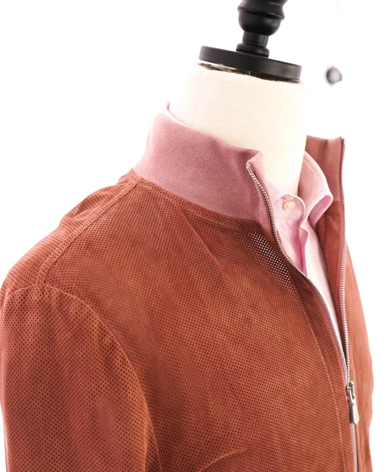 $2,495 ELEVENTY - SUEDE "Dusty Pink" Perforated Jacket Coat - 40R (M) - Image 3 of 4