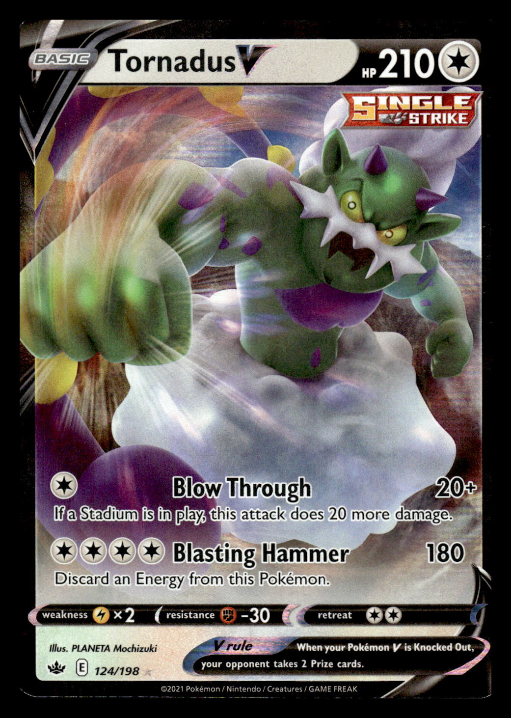 Tornadus V 124/198 SWSH06: Chilling Reign Pokemon Card