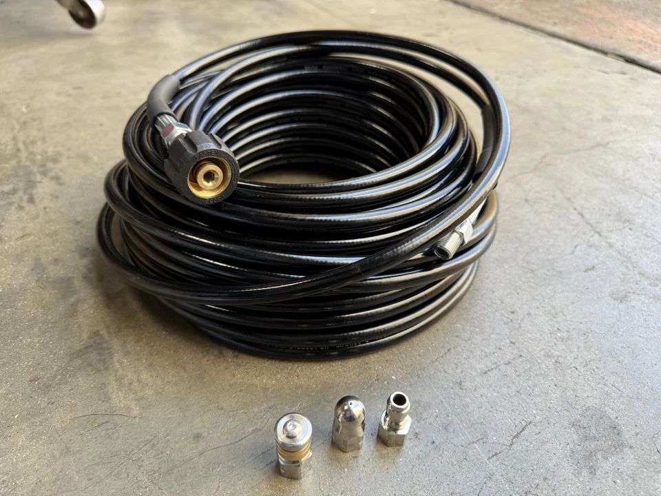 100ft Sewer Jetter Pressure Washer 5800PSI Hose Kit Clean Plumbing Drain Pipe - Image 2 of 4
