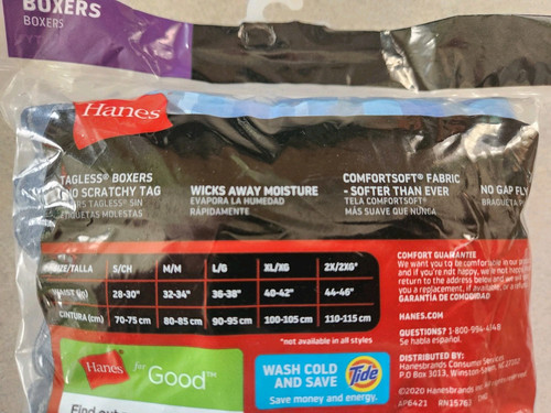 Hanes Men's 2XL Boxer Shorts Underwear 2 PACK Tagless BLUE Boxers #10725 - Picture 5 of 5