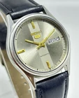 Vintage Seiko 5 Grey Dial Day-Date Automatic Movement No.6309A Men Wrist Watch