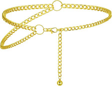 Multilayer Metal Waist Chain, Gold Waist Chain Belt for Women, Adjustable Layere