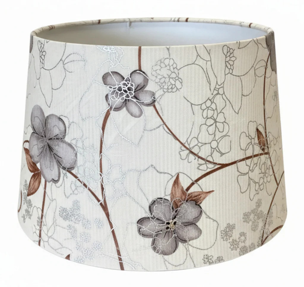 Lampshade Grey 11"" Flower Cotton Tapered Drum 280mm CT Lighting LAPGY