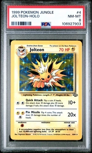 1999 POKEMON JUNGLE #4 JOLTEON-HOLO PSA 8 NM-MT