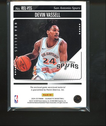 2024-25 Panini Silhouette Devin Vassell #REL-VSS NBA Relics Spurs - Picture 2 of 2