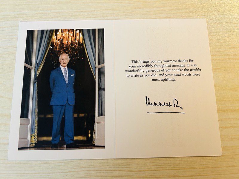 King Charles III Thank You Card After  Get Well Wishes Cards  Received.