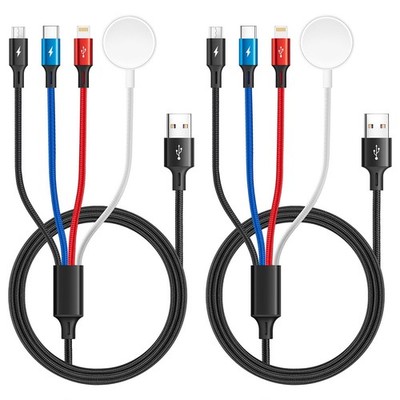 Multi Charging Cable Nylon Braided USB C/Lightning/Micro Port Compatible for ...