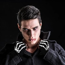 Glow in the Dark Skeleton Fingerless Gloves Unisex Punk Goth Halloween