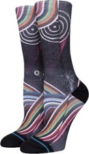 Stance Women Black Crew Polyester Cushion Ground Control Casual Socks M 8-10.5