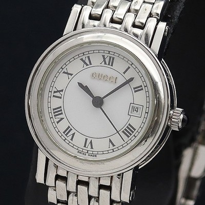 Gucci 7500L QZ weißes Zifferblatt Damenuhr Edelstahl WW703