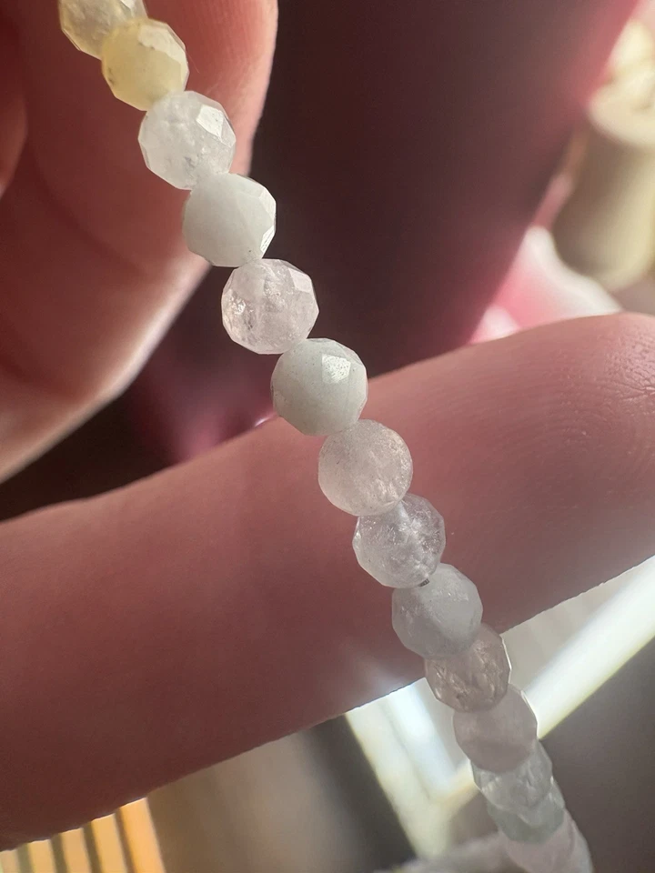 Beautiful Pink Morganite Faceted Round 2-3MM Gemstone Beaded Women Necklace 22" — 第 2/3 张图片