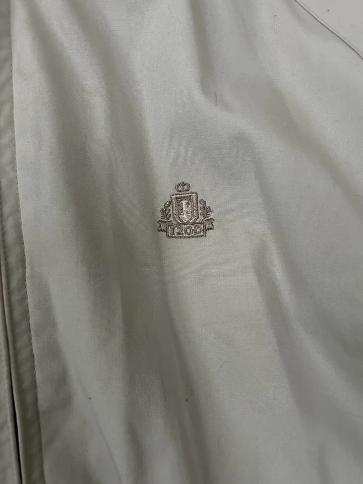 Chaqueta de bombardero Harrington vintage Izod caqui con forro de franela - CREST - grande Foto 3 de 4