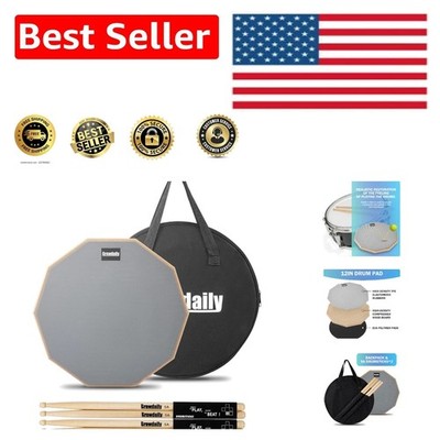 Noise-Free 12-Inch Portable Drum Pad with 4 Maple Sticks for Effective Practice