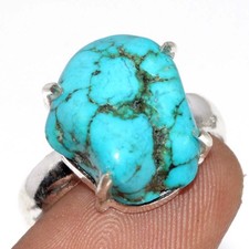 Turquoise 925 Silver Plated Handmade Ring US 8 Jewelry Gift JW