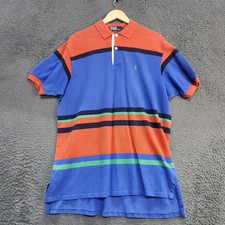 Vintage Polo Ralph Lauren Polo Shirt Mens XL Blue Orange Stripe Pony USA 90s