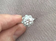 1.1 Carat Lab Created Diamond Solitaire Ring In Platinum plated 925 Size N Half