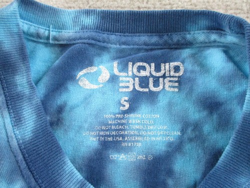 Camicia Blu Liquido Adulto Piccola Blu Viola Tie Dye Girocollo Vuoto Colorato - Foto 4 di 8