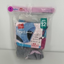 Hanes Girls 3pk Hipster Period Underwear Size 12 Leak Protection Odor Guard