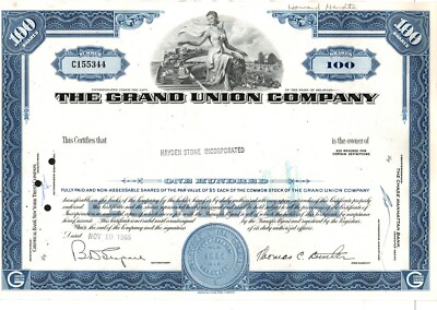 The Grand Union Company - Original Stoc Certificate - 1965 - C155344