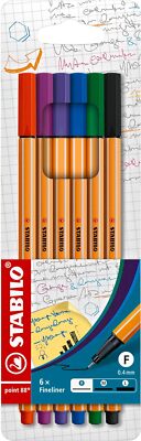Fineliner - STABILO point 88 - 6er Pack - mit 6 verschiedenen Farben