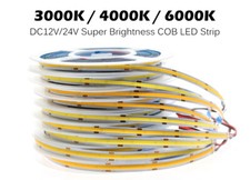 DC12V 24V Premium COB LED Strip High Density Chips Warm Natural White Lights 5M