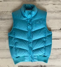 GAP PUFFER VEST Down Feather Fill Turquoise Teal Snap Closure Women's Small 