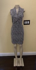 CALVIN KLEIN Size ? Black/White Pattern Knit Sleeveless Sheath Dress