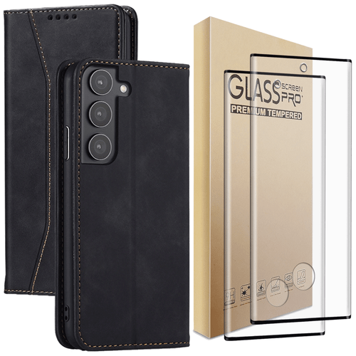 For Samsung Galaxy S23 FE S23+ Leather Flip Magnetic Case Cover Screen Protector - Foto 13 di 24