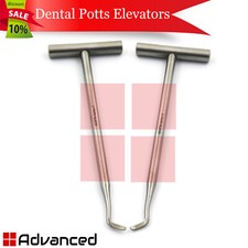 Set Of 2 Dental Potts Elevators Right & Left Tooth Extraction Surgery Instrument