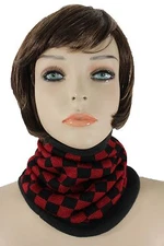 Women Scarf Turtle Neck Warmer Head Cover Outdoor Face Mask Sport Red Checkered