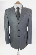     1895 Canali Mens Silk Wool Blazer Suit Jacket Plaid Gray EU 48 US 38 Look  