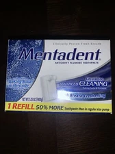 New Mentadent Advanced Cleaning Crystal Ice Toothpaste Refill 5.25oz
