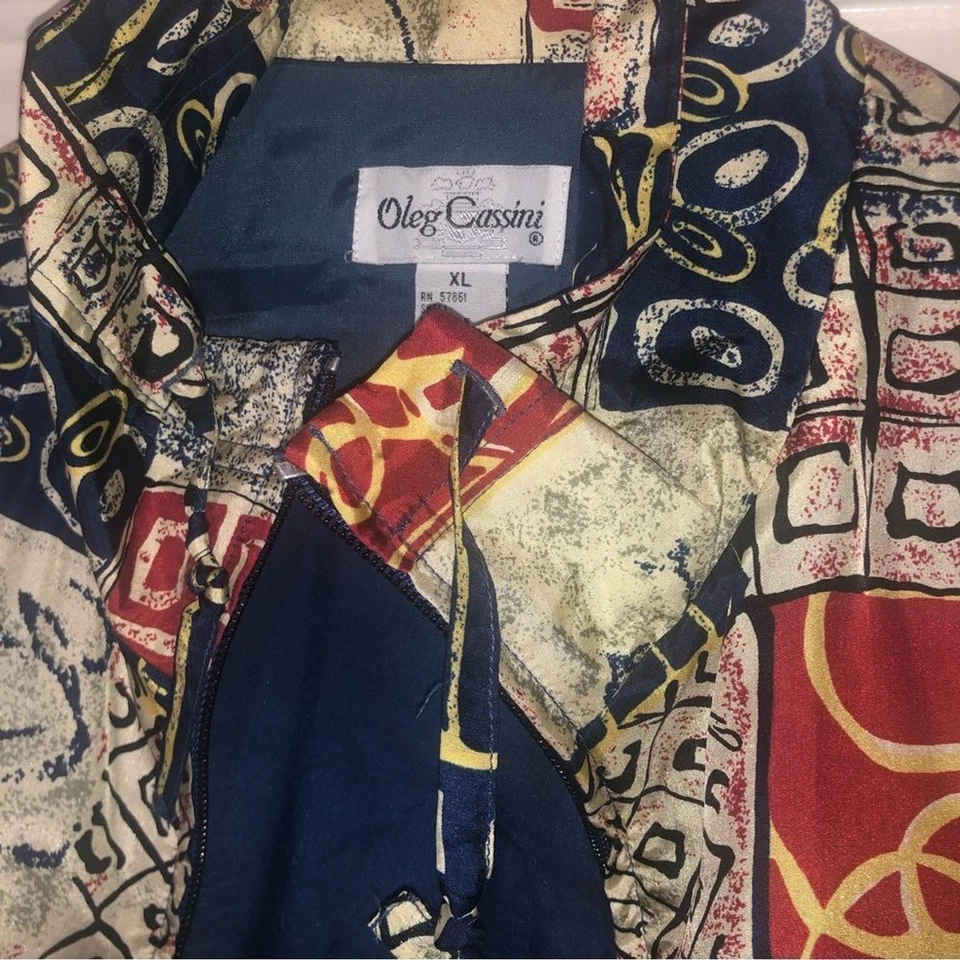 Conjunto de 2 pantalones vintage Oleg Cassini conjunto de chándal para correr talla XL seda rara Foto 4 de 4