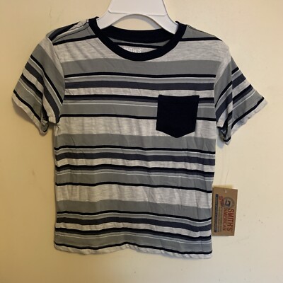 NWT Smith s American Boy s L(7 Years) Crewneck Striped T - Shirt With Pocket 