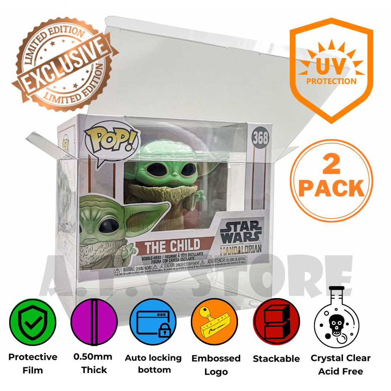 ATV Protectors / Cases UV 0.50mm Grooved Edge For 4" Rectangle Funko Pops