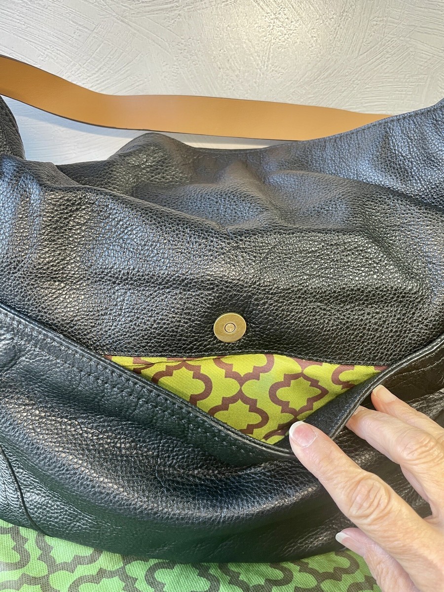 orYANY●ブリジットトート ESPRESSO orYANY Large Pebbled Leather Two Tone Hobo Bag Black / Tan