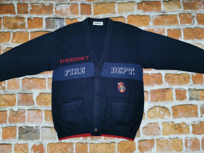 Iceberg Vintage Knit Jacket Emergency Fire Dept. Blue Size M Rarity