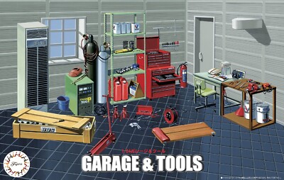 Fujimi Garage & Tools mit Autolift Modellbausatz im Maßstab 1:24