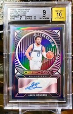 2021-22 PANINI OBSIDIAN AURORA AUTO ELECTRIC ETCH RED JALEN BRUNSON #/5 BGS 9/10