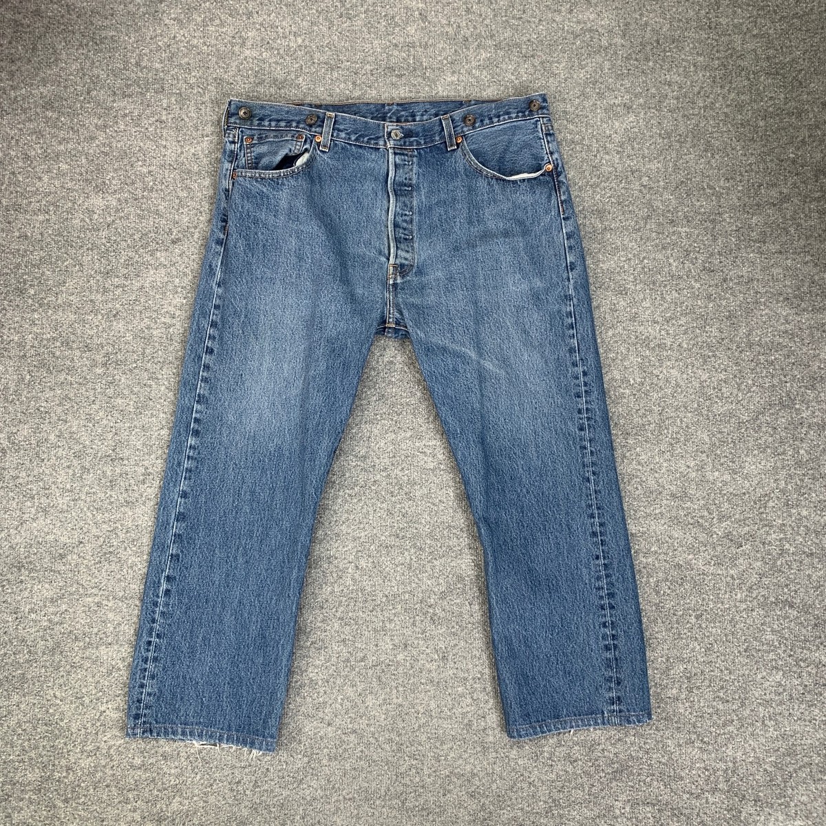 Levis Jeans Mens 38 Medium Wash 501xx Button Fly Overlock Stitch