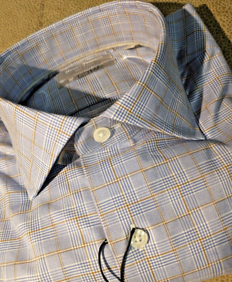 NWT Hickey Freeman men's size Small Long sleeve button down Shirt Jacq Checks
