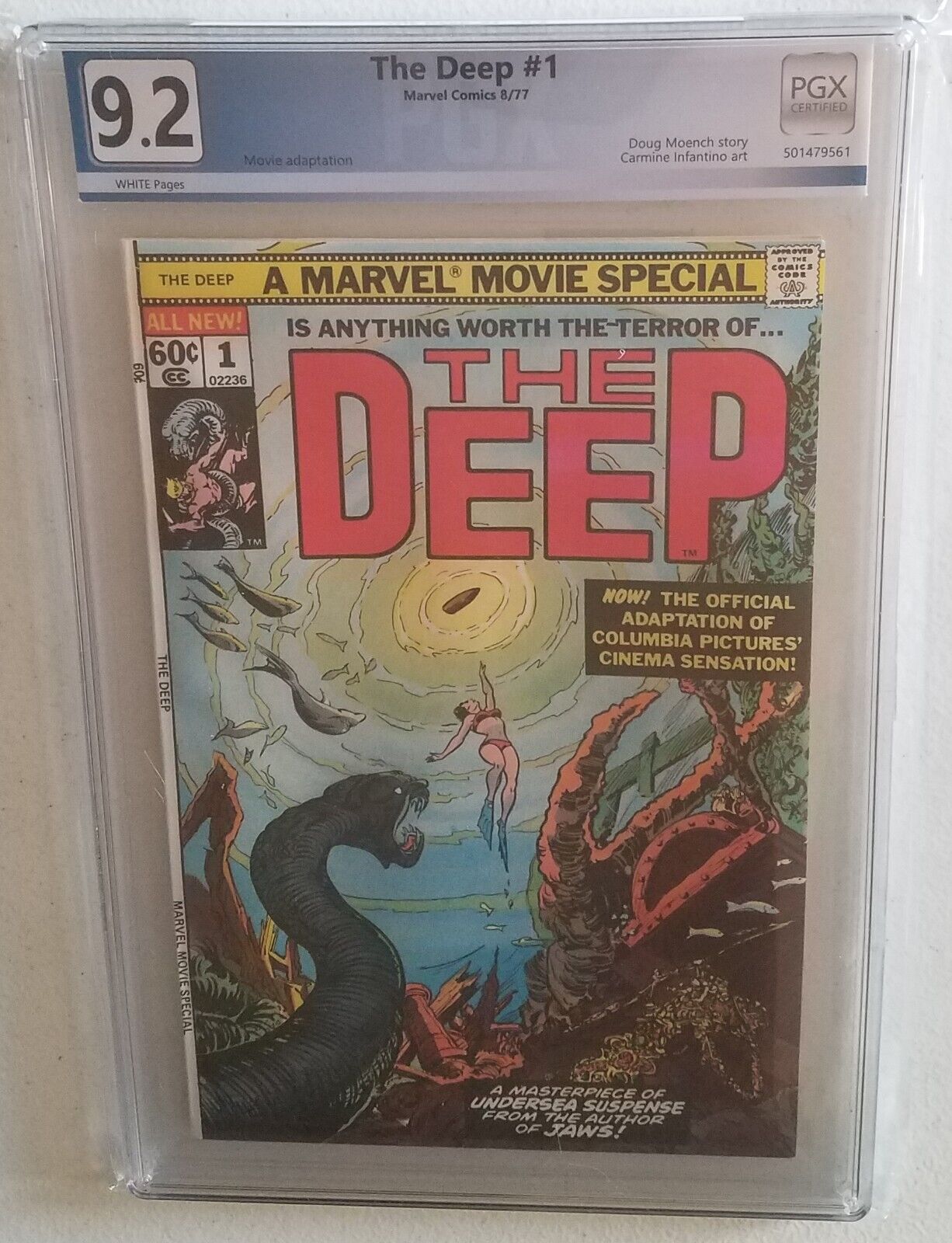 The Deep Movie #1  NOT CGC PGX 9.2 Whites Pages Marvel Comics 1977