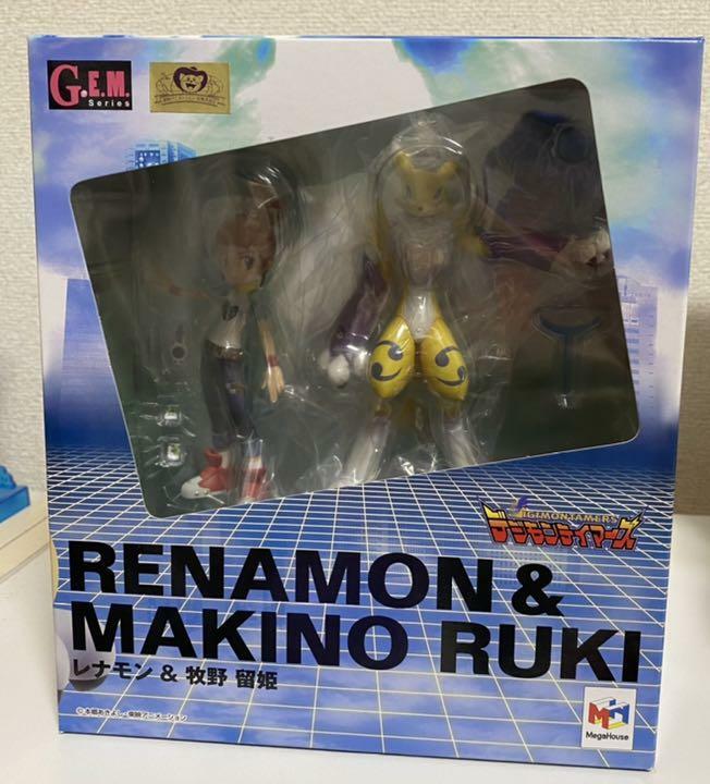 置物 remon Digimon Tamers GEM Series Renamon & Rika Nonaka Figure Megahouse