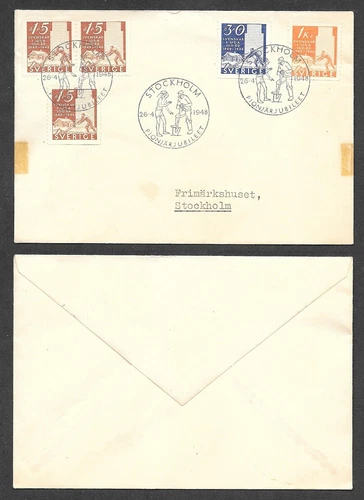 1948 Sweden First Day Cover - Booklet Stamps